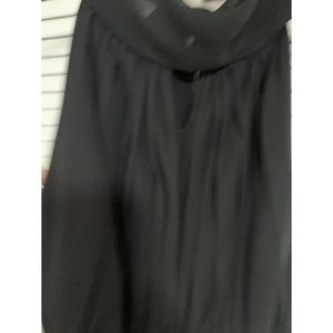 Levkoff Black FloorLength Chiffon High Neck Dress